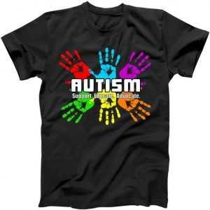 Support Educate Advocate Autism Handprint tee shirt